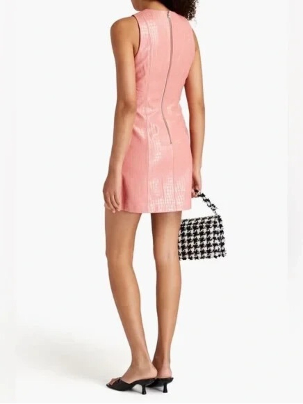 ALICE + OLIVIA Daven Croc Vegan Leather Pink Sleeveless minidress. Size 0 - Picture 2 of 8